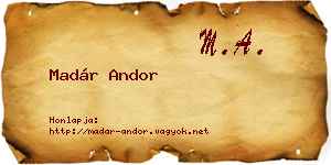 Madár Andor névjegykártya